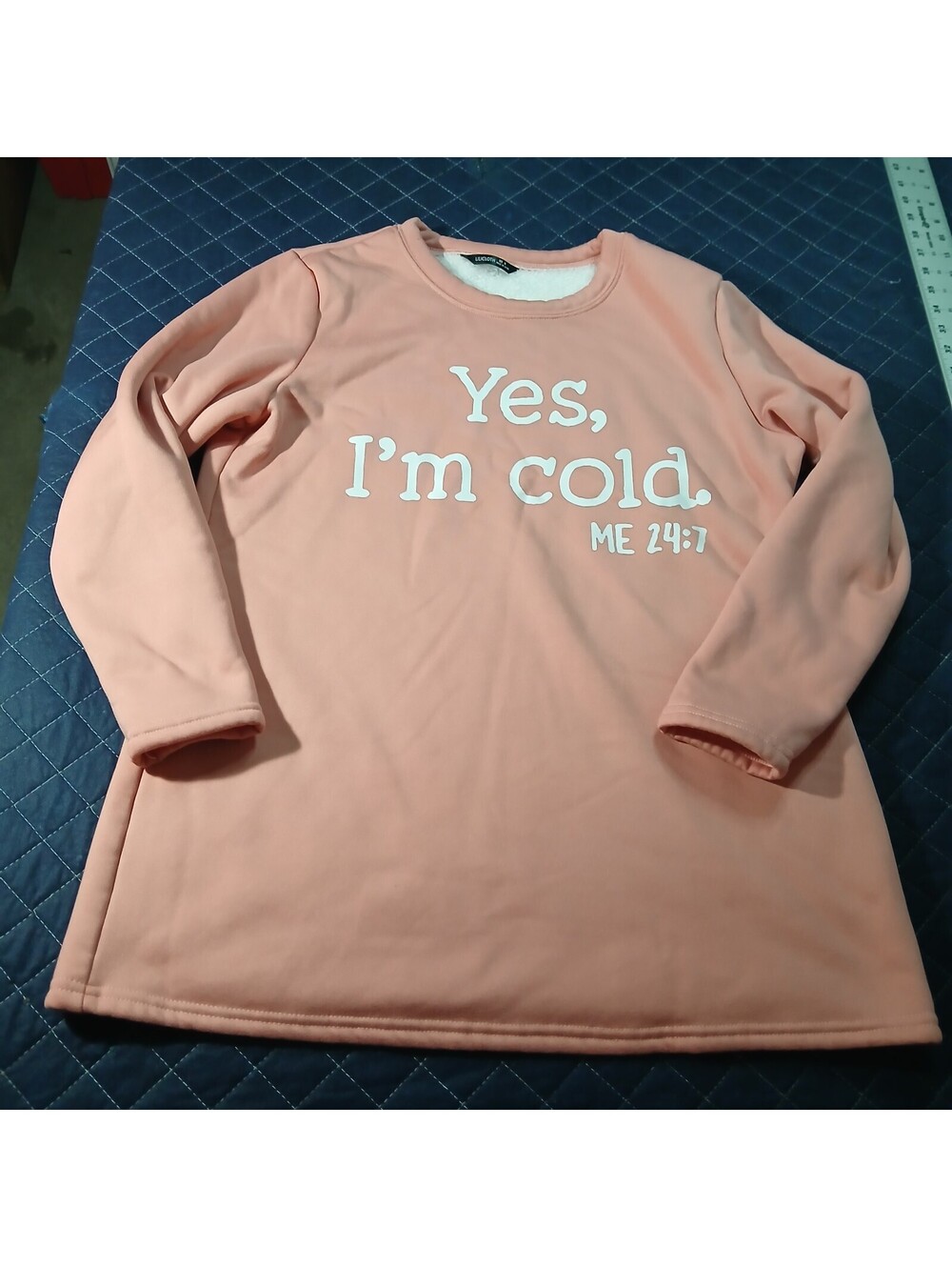 LILICLOTH Graphic Fleece Top Women M Pink Yes I'm Cold ME 24:7